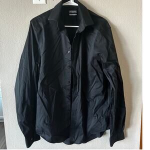 EUC Mens VanHeusen Flex Slim Fit Stretch Black Button-Down Dress Shirt M
